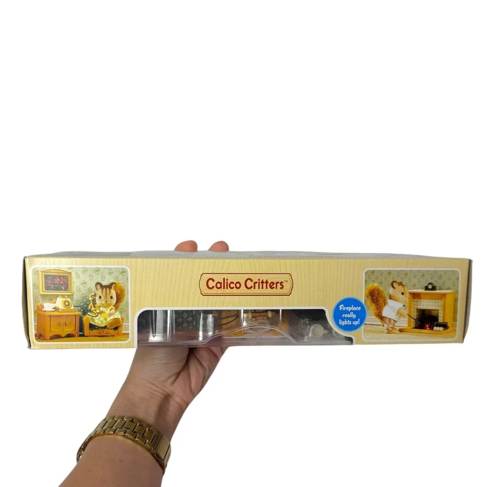 Calico Critters Deluxe Living Room Set Furniture Light Up Fireplace‎ CC1456 NEW